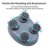 Masseur de tête Shiatsu pas cher avec 4 têtes en silicone, batterie 1500 mAh, 2 vitesses - Relaxation Spa et stimulation de la croissance capillaire