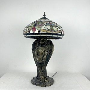 LongHuiJing European Jassmyne Stained Glass LED Lampshade Table Lamp Flexible Simple Angel Base for Living Room Art Decoration - Product Image 2