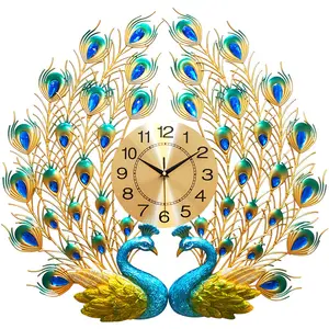 Tavuskuşu duvar saati oturma odası moda, yaratıcı, sessiz ve basit bir şekilde dekore edilmiş avrupa duvar saati