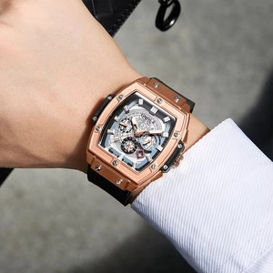 Drioshipping New Fashion Luxury Men's Automatic <b>Mechanical</b> <b>Watch</b> Waterproof Square Leather Strap Business Style - Product Image 4
