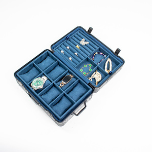 2025 <b>Small</b> Black Rectangle Shaped Lockable <b>Carry</b>-<b>On</b> <b>Suitcase</b> Jewelry Box Large Capacity Jewelry Box - Product Image 4