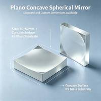 Lentille sphérique plano-concave K9 à longueur focale personnalisée, carrée 50*50mm, revêtement en aluminium or/argent, miroir optique réfléchissant