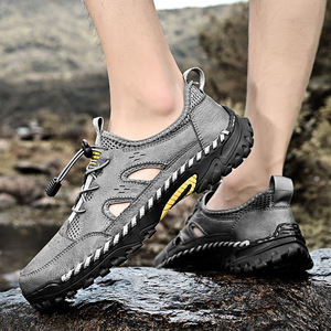 รองเท้าแตะแบบเย็บด้วยมือสำหรับผู้ชายรองเท้าปีนเขากลางแจ้งลุยน้ำรองเท้าเดินชายหาดกันกลิ่น - Product Image 1