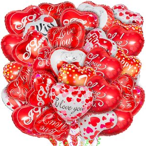 36 Palloncini a Forma di Cuore Rosso 18 Pollici, Decorazioni per San Valentino, 'Ti Amo' Stampato in Lamina di Alluminio Lucida, per Matrimoni, Anniversari, Feste Notturne - Product Image 1