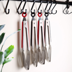 Stainless Steel Three Line Tongs With Red Handle Oven Safe Food Clip For Kitchen BBQ Cooking - Product Image 2