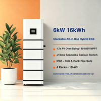 Sistem Baterai Surya 6kW 16kWh yang Dapat Ditumpuk, Inverter Hybrid All-in-One LiFePO4 102.4V CAN IP65 Penyimpanan Energi Rumah Tangga