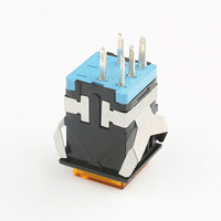 Interrupteur à bouton-poussoir carré en plastique 24V LED lumière jaune 2NO2NC interrupteur à bouton-poussoir momentané à verrouillage