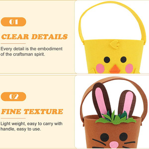 DAMAI Felt Bunny Chick <b>Basket</b> with Handle, Kids <b>Easter</b> Egg Hunt Candy Bucket, Cartoon Rabbit Chicken <b>Gift</b> Bag for <b>Easter</b> Party - Product Image 5