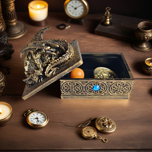 Шкатулка для украшений в виде статуи дракона-средневековый Фэнтезийный миф с крышкой, коробка для украшений в виде сокровищ, коллекция украшений в виде статуи дракона, подарочная коробка - Product Image 4