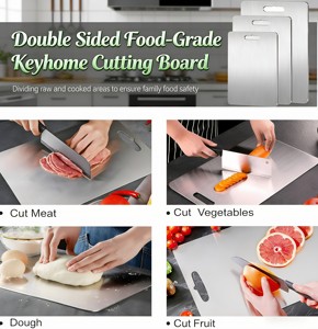 Tagliere Multifunzione in Acciaio Inossidabile Spessore Rinforzato Titanio 1-1.5mm, Antibatterico Anti-Muffa, per Carne e Cucina - Product Image 5