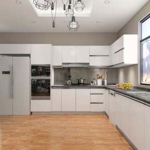 Gabinetes de Cocina Modernos Lacados, Juegos Completos, Diseño de Cocina Completo de Lujo Ligero con Isla de Cocina Moderna - Product Image 1