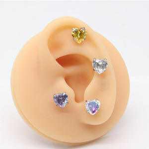 316L Stainless 5A Zircon <strong>Lip</strong> Stud Internally Threaded Body Piercing Jewelry Findings for DIY 2-5mm Stone <strong>Size</strong> <strong>Gauge</strong> - Product Image 4