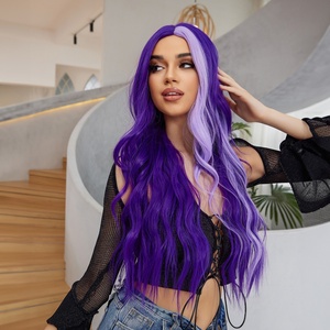Factory Shipment Purple Highlight <strong>Wig</strong> Long Wavy Synthetic <strong>Wigs</strong> No Bangs Cosplay Party <strong>Lolita</strong> Use Heat Resistant Fiber for Women - Product Image 5