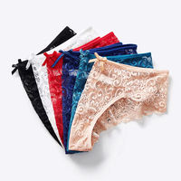 U489 slips transparents taille basse dentelle nœud Culotte en dentelle sous-vêtements sexy culotte en dentelle pour femmes avec nœud