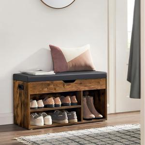 <span class=keywords><strong>Banc</strong></span> à chaussures en bois écologique pour entrée avec rangement et assise, étagère à chaussures relevable, design peu encombrant pour entrée et chambre - Product Image 3