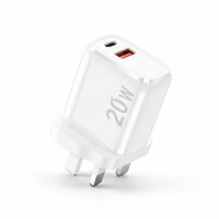 Cantell PD - Adaptador de Corriente de 20 W con Enchufe para Reino Unido, Estados Unidos y Europa, Cargador de Pared con Carga Súper Rápida Tipo C para iPhone 16 17 Pro Max