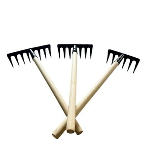 Garden Rake Steel Head Wood Handle 4 Tines For Soil Loosening Weeding And Sowing - Product Image 3