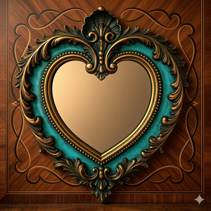 Heart-Shaped Wall Mirror Ornate Carved Decorative Hanging Mirror for <b>Vanity</b> <b>Makeup</b> & Home Decor - Product Image 2