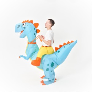 Costume de mascotte de dinosaure bleu gonflable en stock pour adultes, costume de scène de fête de dinosaure à monter, costume en polyester - Product Image 6