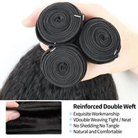Rambut Manusia Kinky Straight dalam Bundel dengan Closure Set, 100% Ekstensi Rambut Virgin Tanpa Proses