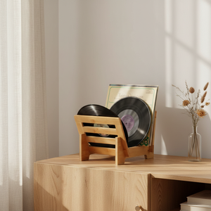 Support de rangement pour disques vinyles en bambou pour <span class=keywords><strong>CD</strong></span>, DVD, LP, albums, capacité 50, pour la maison, le bureau, vente en gros, OEM, logo personnalisé - Product Image 4