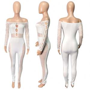 จั๊มสูทตาข่ายเปิดไหล่มีกระดุมติดมุกลายเสือดาวชิ้นเดียว2024 - Product Image 5