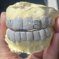 Grillz Classique Européen Américain en Argent 925, Pavé Complet de Moissanite, Design Circulaire Huit Cœurs et Flèches, Modèle Tendance TXYT034