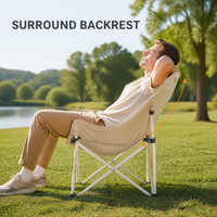 YYD OVERLAND Chaise de camping pliante portable Moon Chair 600D Oxford avec cadre en acier, siège large 120 kg et sac de transport