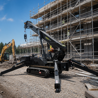 Mini-grue sur chenilles de quatre tonnes, type araignée, avec flèche télescopique pour les opérations de levage dans les espaces étroits et les sous-sols sur site