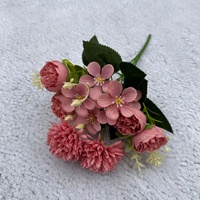 PT-R134 Bunga Krisan Sutra Kecil Model Bola, Sentuhan Asli, Bunga Artifisial Mawar Peony Krisan, Laris untuk Pernikahan