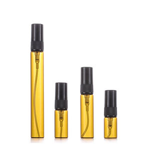 Nachfüllbare leere Parfüm flasche Stift form Mini 2ml 3ml 5ml 10ml Braunglas-Sprüh flasche mit schwarzem feinem Sprühnebel - Product Image 2