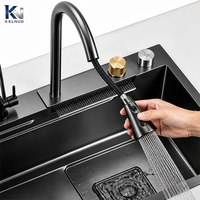 Évier de cuisine intelligent Flying Rain Black de haute qualité avec robinet intégré et distributeur de savon