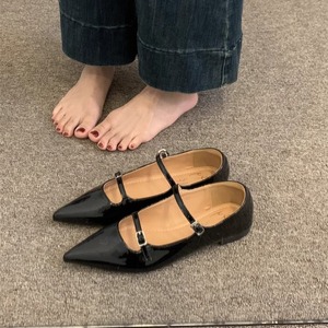 Zapatos de Tacón Fino con Doble Correa y Punta Puntiaguda, Tipo Mary Jane, Formales para Mujer, Verano y Otoño, con Hebilla de Cuero Genuino, que Aumentan la Estatura - Product Image 1