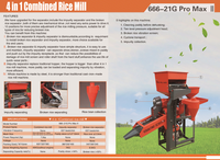 Moulin à riz 4-en-1 mini à moteur essence 150 kg/h pour céréales, maïs, avec séparateur de pierres et élimination des impuretés, usage commercial