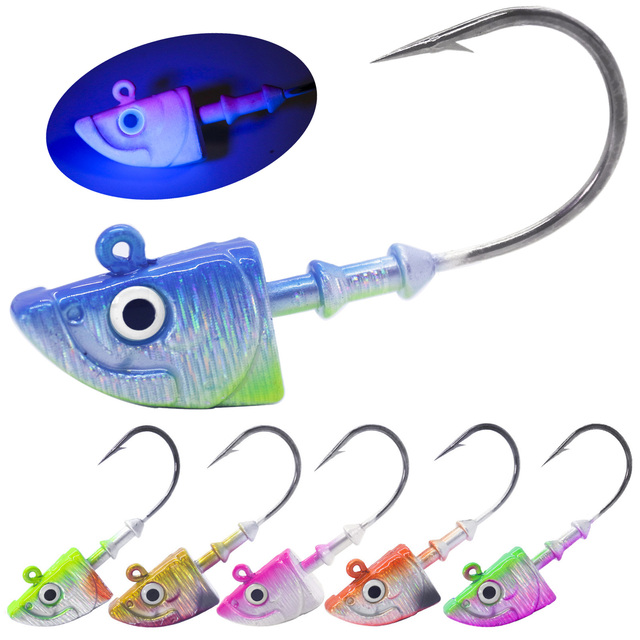 3.5g 7g 10g 14g 28g UV Glowing Swimbait Jig Head Minnow Fish Head Jig for Fishing