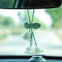 Accessoires de suspension pour rétroviseur de voiture, fleur de lys, tricotée à la main en laine, moderne, mignonne, décorative, pendentif au crochet