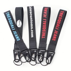 Mosquetones Promocionales con Logotipo, Cordón de Muñeca Tejido y Bordado, Llavero Corto Personalizado con Gancho de Águila - Product Image 3