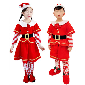 Disfraz de Duende Navideño para Niños, Vestido Rojo de Lana de Color Sólido, Traje para Actuaciones Preescolares, Niños y Niñas - Product Image 2