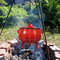 Bouilloire en fonte à trois pieds de 7,8 litres, potjie pot d'Afrique du Sud, ensemble de batterie de cuisine, grand chaudron pour la cuisine en plein air et le camping