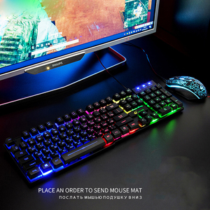 Teclado mecánico con cable para juegos, juego de ratón retroiluminado en ruso + Inglés, RGB y ratón para Gamer, <span class=keywords><strong>PC</strong></span> y portátil - Product Image 3