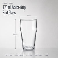 Gelas Bir Gandum 470ml 306g Badan Bergelombang Pegangan Panel Kaca Bening Langsung dari Pabrik untuk Gasthaus Bierhalle Snack Nut Ale