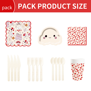 DAMAI Nuevo Diseño, Juego de Vajilla Desechable con Forma de Nube para Fiestas de Cumpleaños con Temática de San Valentín, Platos, Servilletas y Vasos de Papel - Product Image 6
