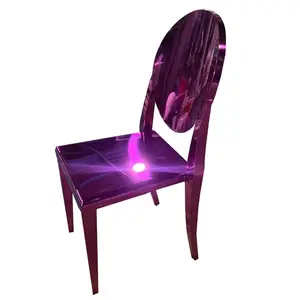 Factory New Modern Wedding Decoration Used Purple Color Stainless Steel Ghost Chairs For Sale