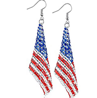 Boucles d'oreilles chapeau magique en strass aux couleurs du drapeau américain, mignonnes pour le 4 juillet, Jour de l'Indépendance, Noël, fête patriotique, cadeau