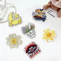 Accessoires de badge personnalisables en acrylique à dos plat, lettres anglaises, série Santé, pour étudiants, avec languette de fixation, pour étiquettes nominatives et poudres en vrac