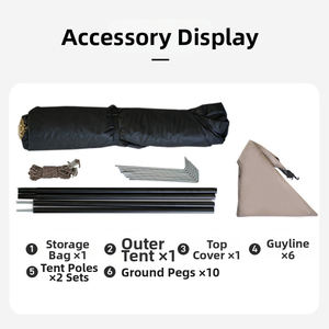 Tente de <span class=keywords><strong>camping</strong></span> hexagonale sphérique imperméable E-RIKE en Oxford, installation rapide, structure en fibre de verre, tente extérieure automatique avec auvent - Product Image 6