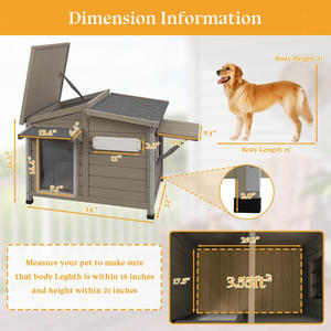 Büyük ahşap köpek kulübesi hava açık çiğnemek geçirmez kapalı demir çerçeve çıkarılabilir zemin ayarlanabilir pencere orta büyük köpekler - Product Image 4