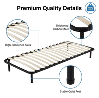 Cadre de lit simple extensible moderne et durable avec lattes en métal et en bois pour hôtels et écoles