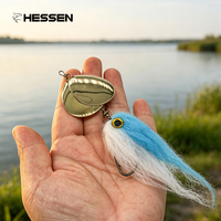 Vente en gros Leurre de pêche artificiel en métal, type cuillère rotative, avec effet œil de poisson 3D simulé, 14,5g, hameçon à plumes, pour la pêche au cabillaud, Hessen HSF008