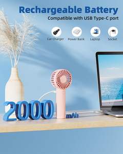 High Quality Rechargeable <b>Standing</b> Fan 3 Speed <b>Portable</b> Air Cooling Mini <b>Desk</b> Fan Handheld Fan With Base - Product Image 2